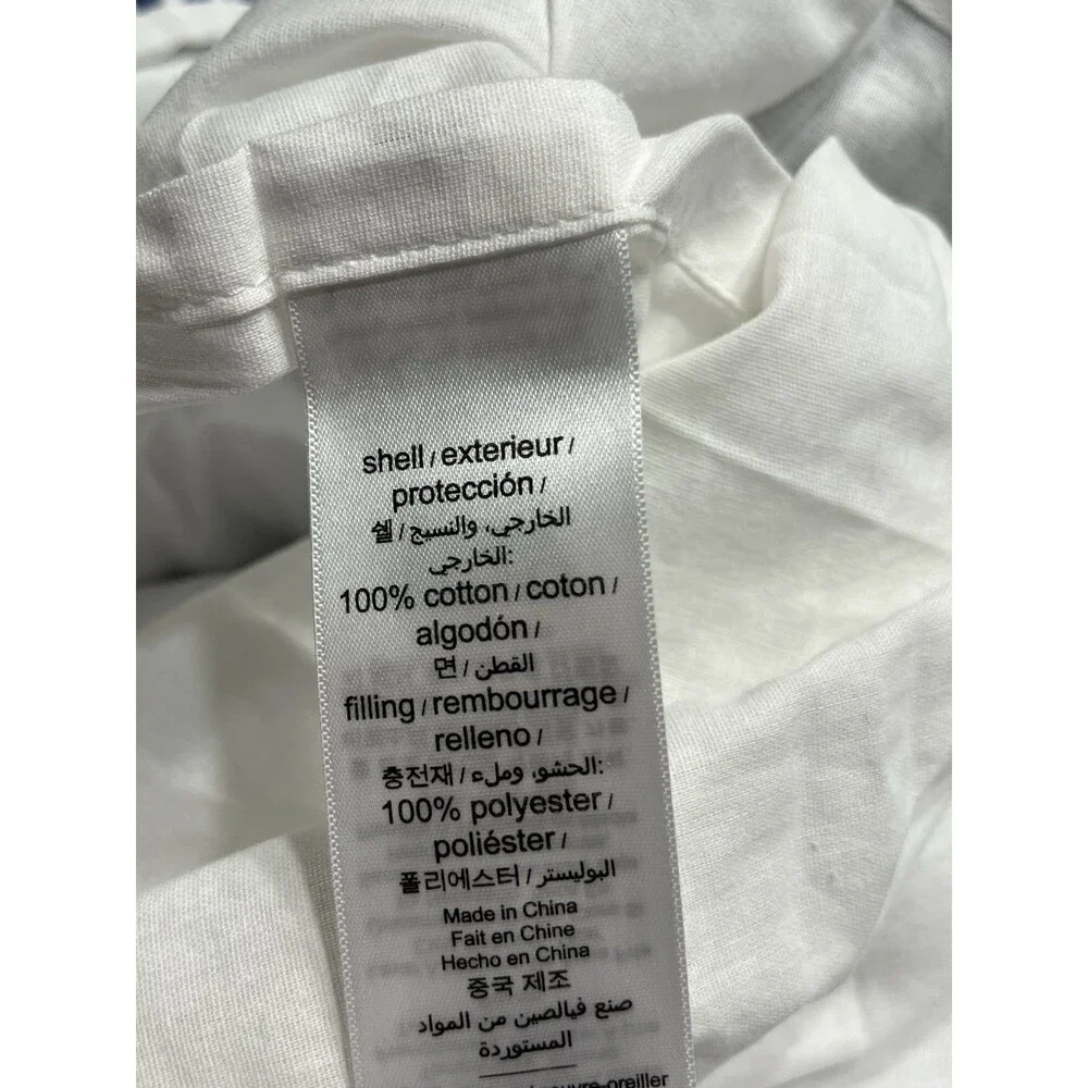 Pair of Pottery Barn Blue White Stripe Ruched Puffy Standard Pillow Shams New